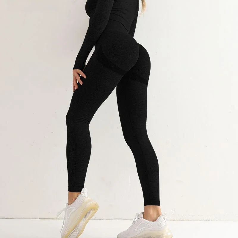 High Waist Hip Raise Stretch Leggings Women's Tight Fit Sports Pants Elastic Street Style Long Trousers Natural Waist