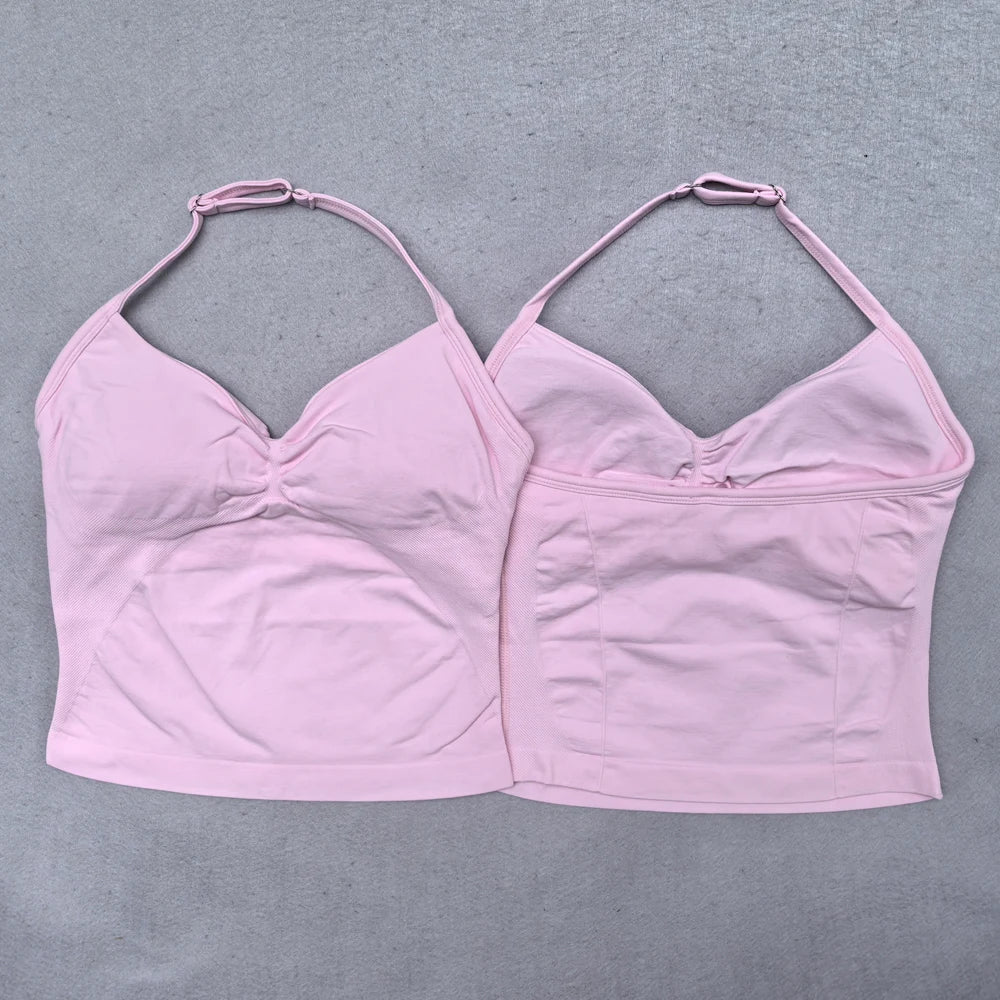 Adjustable sports top with straps for women, Gym top with an exposed back. Built-in fastener, Yoga clothing,