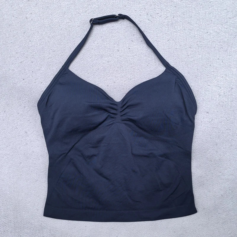 Adjustable sports top with straps for women, Gym top with an exposed back. Built-in fastener, Yoga clothing,