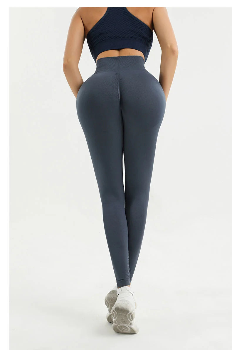 Knitted Autumn Outdoor Open Crotch Women's Peach Hip Sports Leggings Invisible Zipper Workout Pants Tight Sexy Gym Trousers