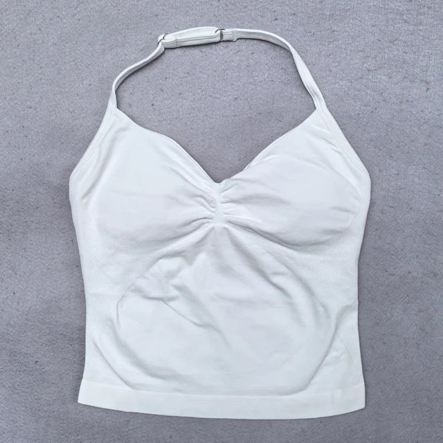 Adjustable sports top with straps for women, Gym top with an exposed back. Built-in fastener, Yoga clothing,