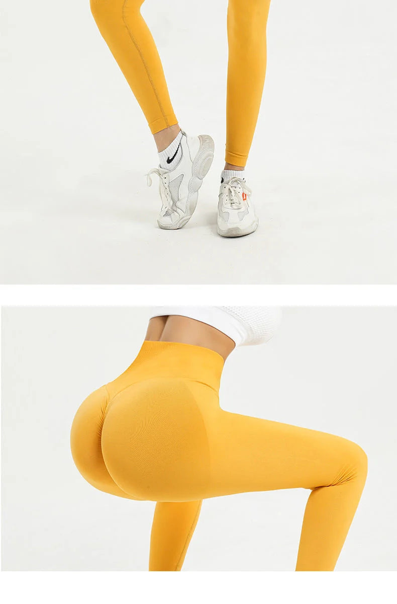 Knitted Autumn Outdoor Open Crotch Women's Peach Hip Sports Leggings Invisible Zipper Workout Pants Tight Sexy Gym Trousers