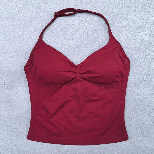 Adjustable sports top with straps for women, Gym top with an exposed back. Built-in fastener, Yoga clothing,