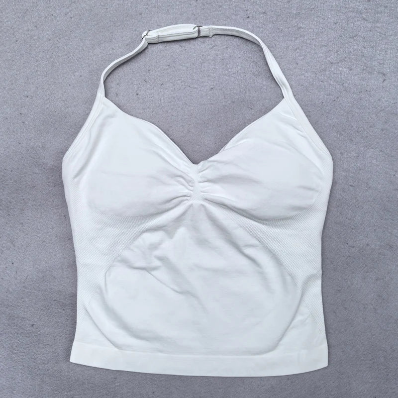 Adjustable sports top with straps for women, Gym top with an exposed back. Built-in fastener, Yoga clothing,