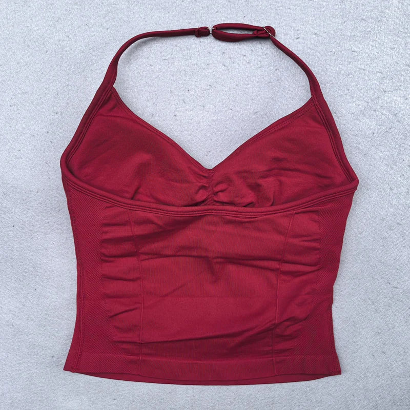 Adjustable sports top with straps for women, Gym top with an exposed back. Built-in fastener, Yoga clothing,