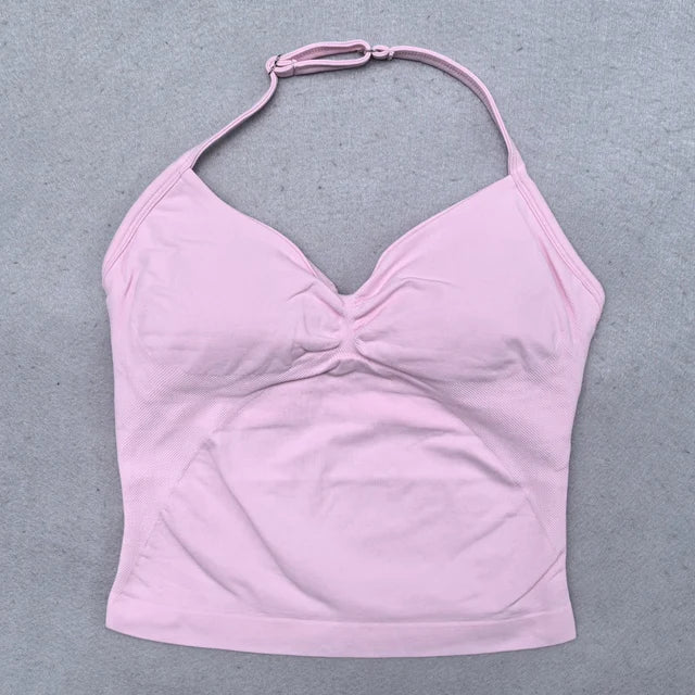 Adjustable sports top with straps for women, Gym top with an exposed back. Built-in fastener, Yoga clothing,