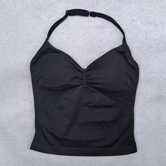 Adjustable sports top with straps for women, Gym top with an exposed back. Built-in fastener, Yoga clothing,