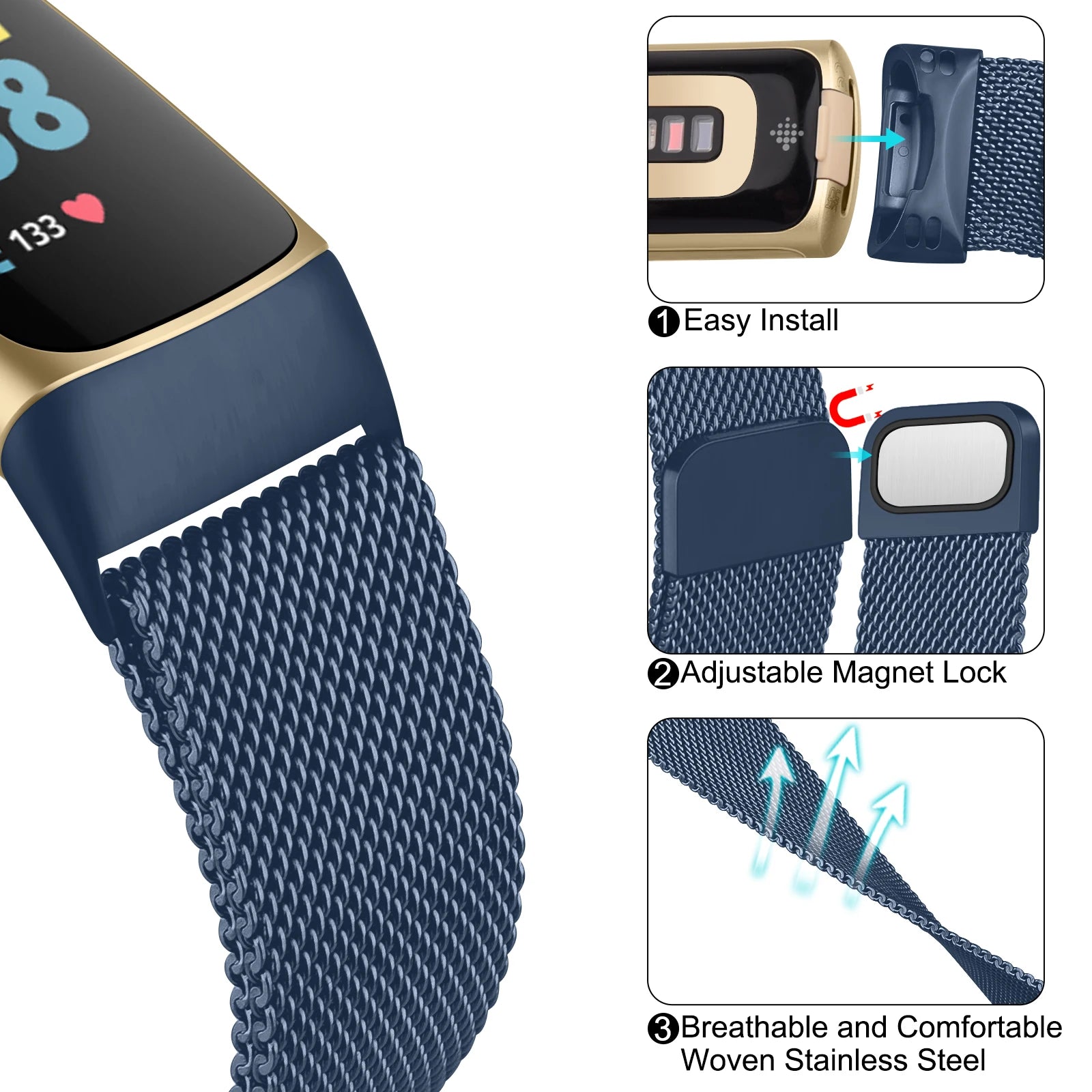 Magnetic Strap For Fitbit Charge 6 Watch Band Replacement Metal Milanese Loop wristband For Fitbit Charge 6 Bracelet Accessory
