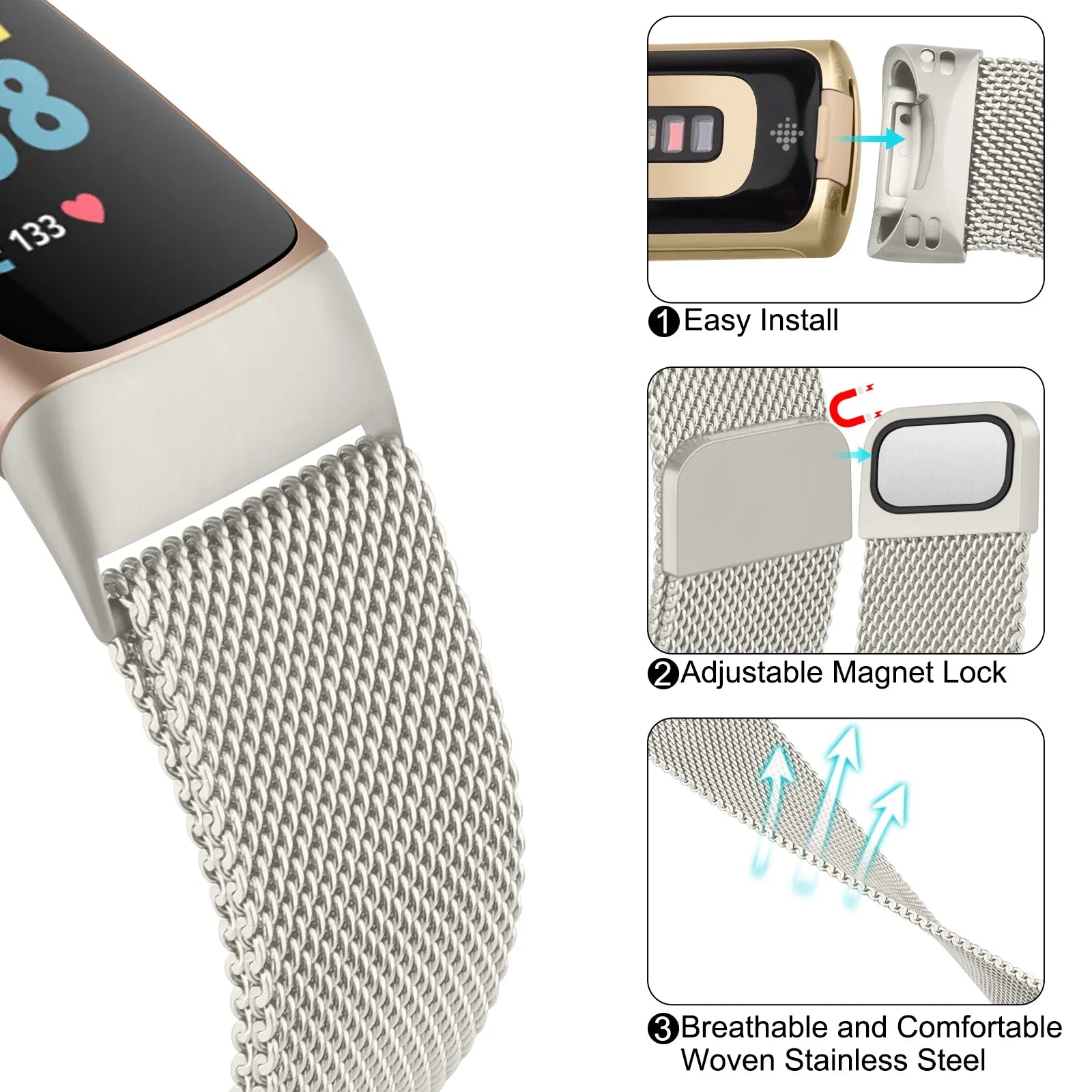 Magnetic Strap For Fitbit Charge 6 Watch Band Replacement Metal Milanese Loop wristband For Fitbit Charge 6 Bracelet Accessory